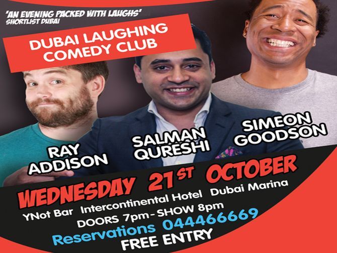 نادي دبي تضحك يقدم عرض كوميدي لمجموعة من الكوميديين المحليين خلال مهرجان دبي للكوميديا  2015