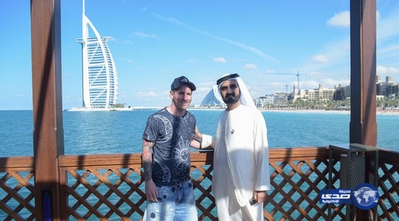 صورة ميسي مع الشيخ محمد بن راشد في دبي