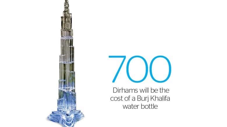 زجاجات مياه ضخمة فاخرة بتصميم مستوحى من برج خليفة