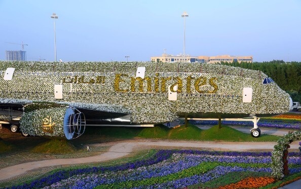 حديقة دبي المعجزة تضم طائرة إيرباص A380 مصنوعة من الأزهار