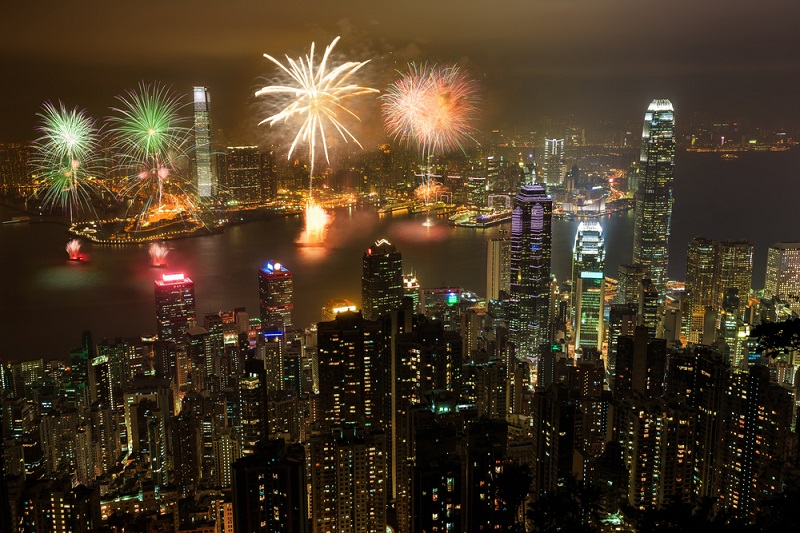 عروض الألعاب النارية في هونج كونج